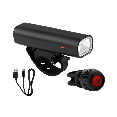 Luz Para Bicicleta Set Trasera + Delantera Recargable Negro