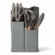 Set 19 Utensilios De Cocina Con Cuchillo Y Tabla Gris