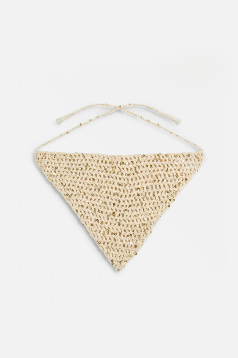 Bandana tejida lentejuelas crudo