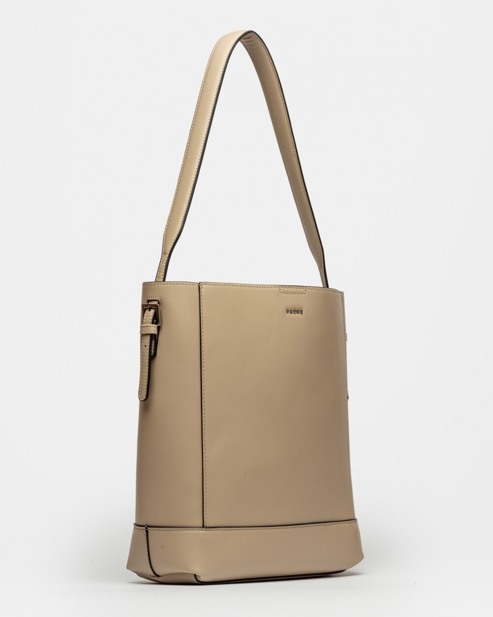Cartera Al Hombro Akira en Efecto Cuero Liso Taupe