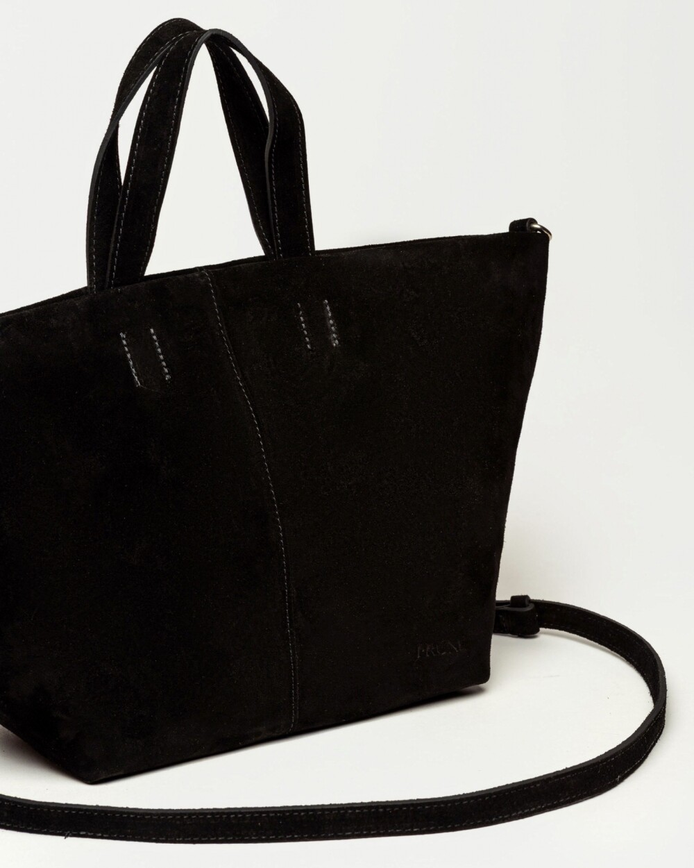 Cartera de mano The Flapper en cuero gamuza Negro
