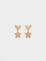 Pendientes De Corazón Y Estrella dorado