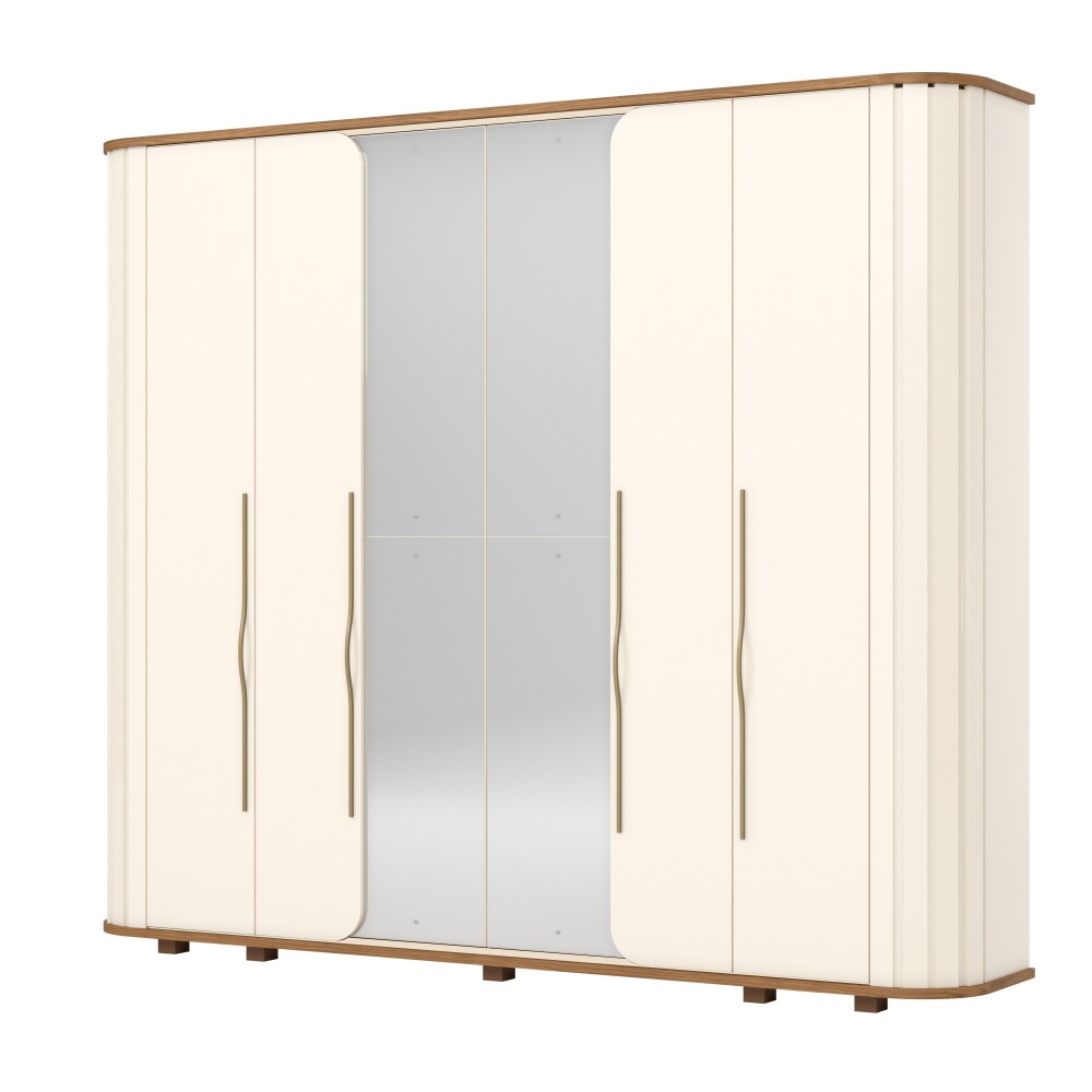 ROPERO PREMIUM 6 PUERTAS 6 CAJONES INTERNOS CON ESPEJO GUARDARROPA CLOSET ARMARIO OFF WHITE