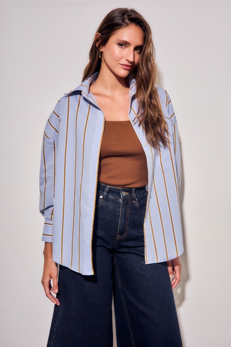 Camisa Rayada - Azul 