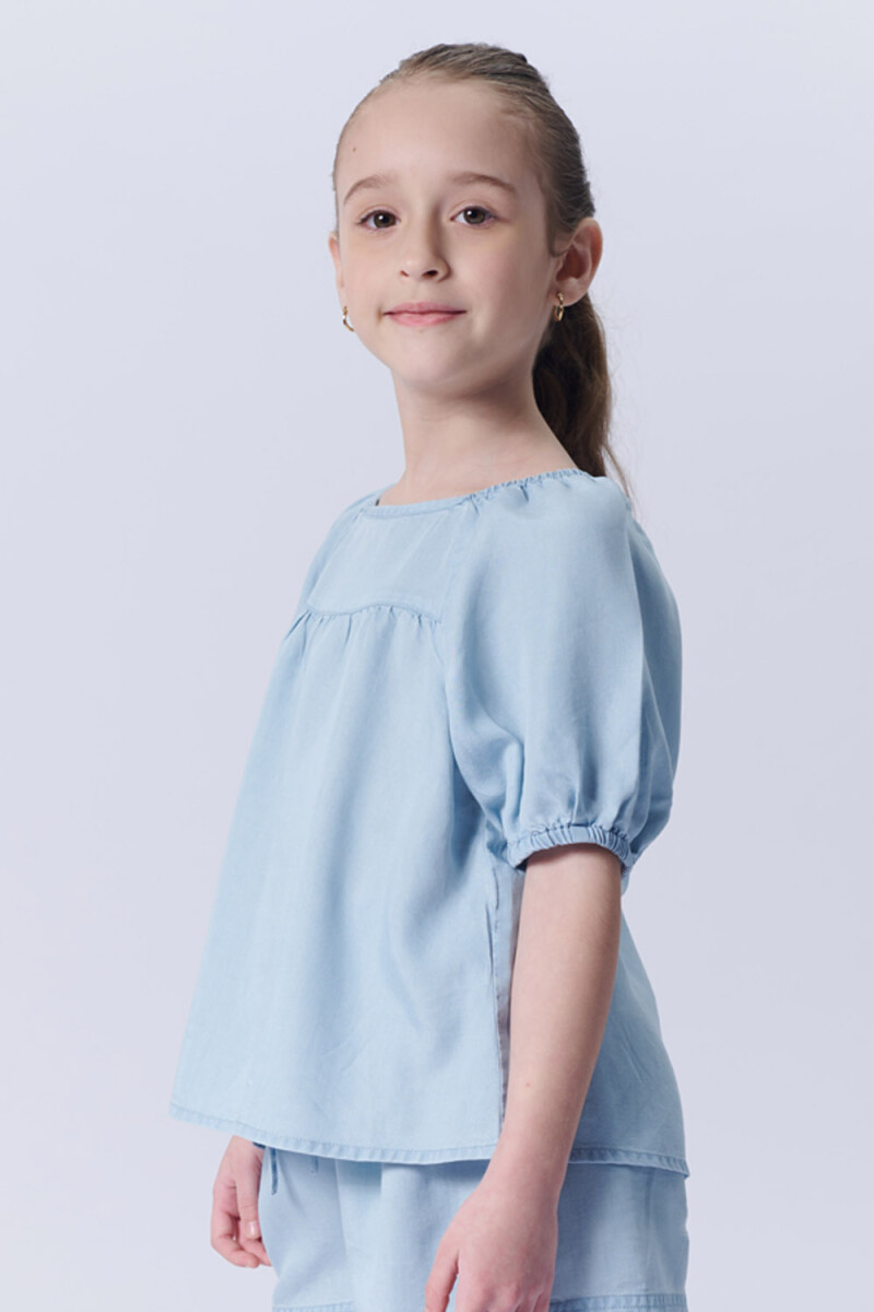Blusa manga corta liocel Celeste