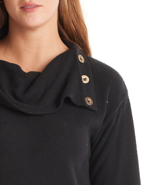 Buzo Soft Cuello Volcado NEGRO