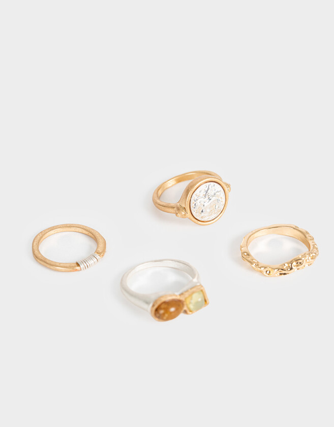 Sets Anillos Metal diferenciado Set Anillos 4 De Metal - Combinacion Bicolor