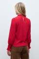 Blusa romántica puño punto smock rojo