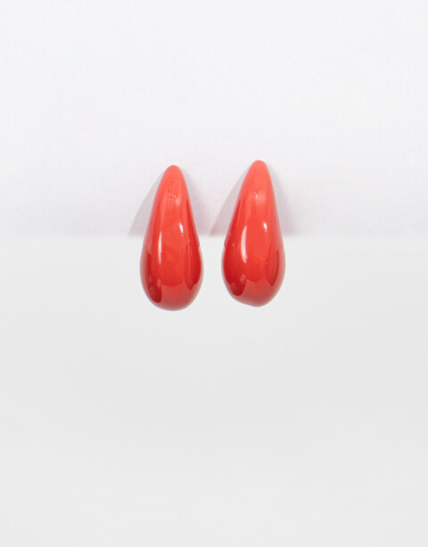 Aros Colgantes Cortos Color Aro Gota Corto Rojo - Rojo Medio