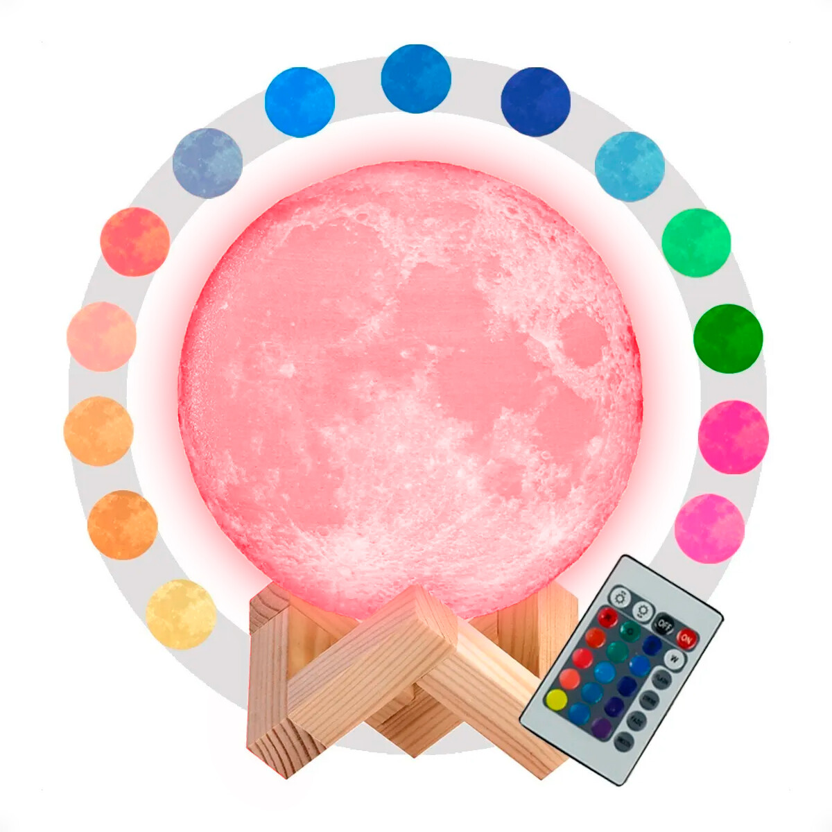 Lampara Veladora Luna RGB de 15 CM 