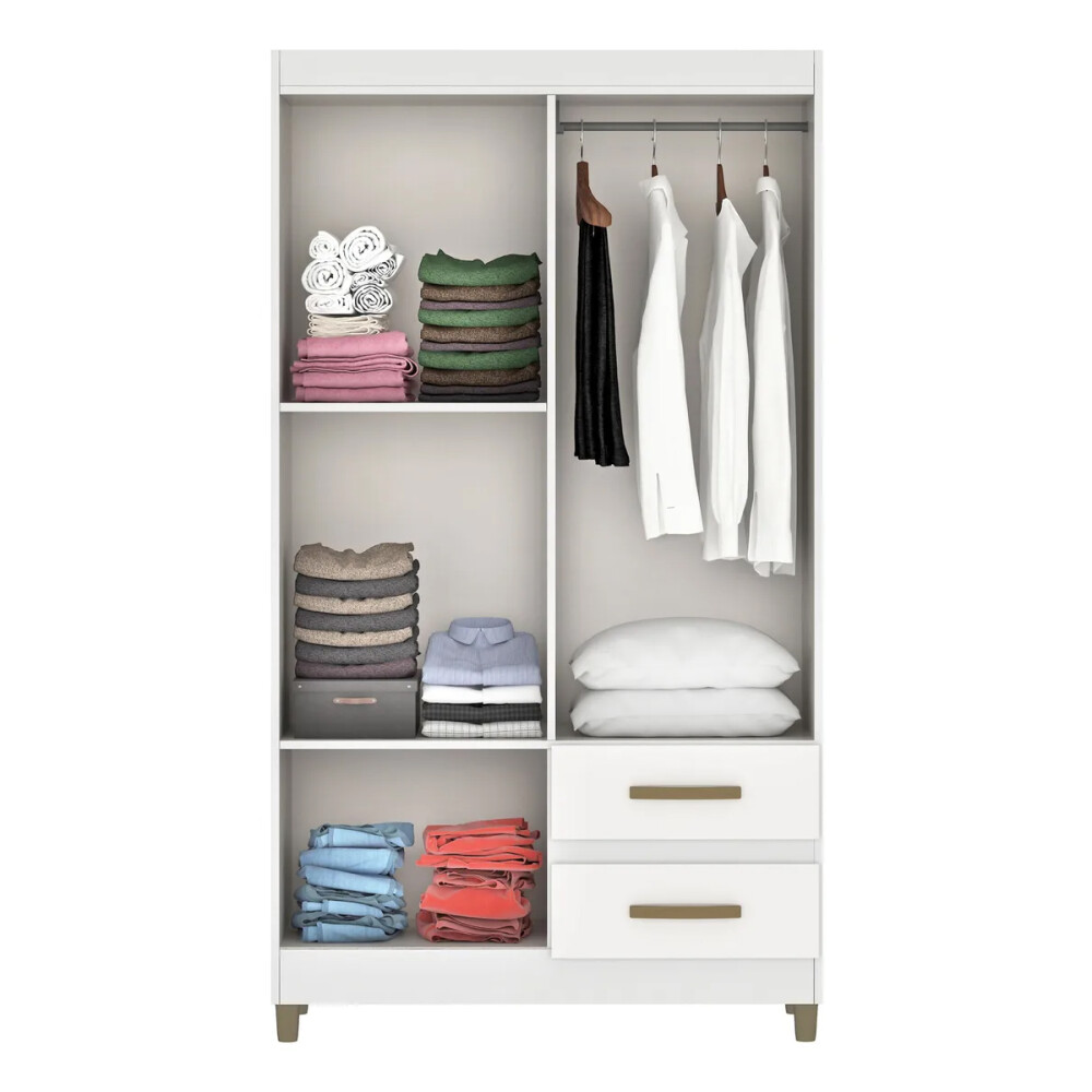 ROPERO 4 PUERTAS 2 CAJONES GUARDARROPA ARMARIO CLOSET PLACARD BLANCO