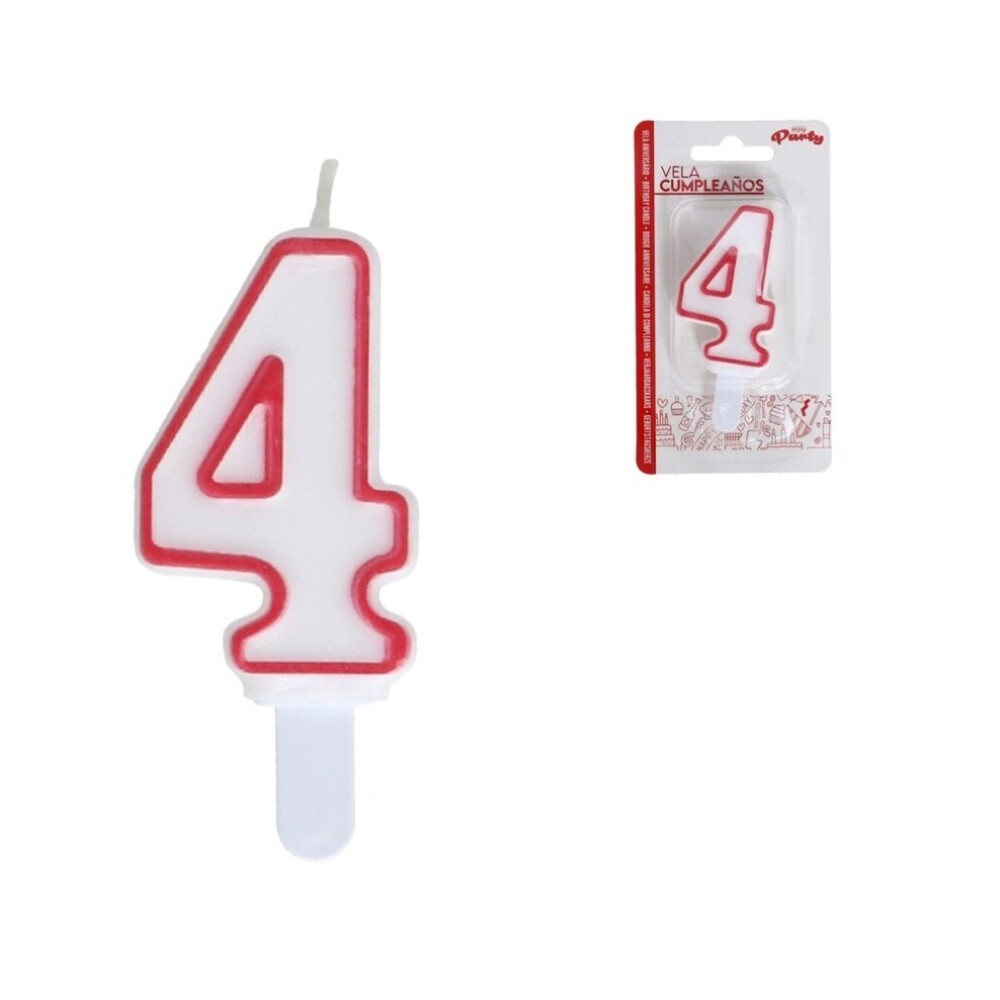 Vela De Cumpleaños N°4 Rojo/Blanco GE VELA CUMPLEAÑOS ROJO/BLANCO N4