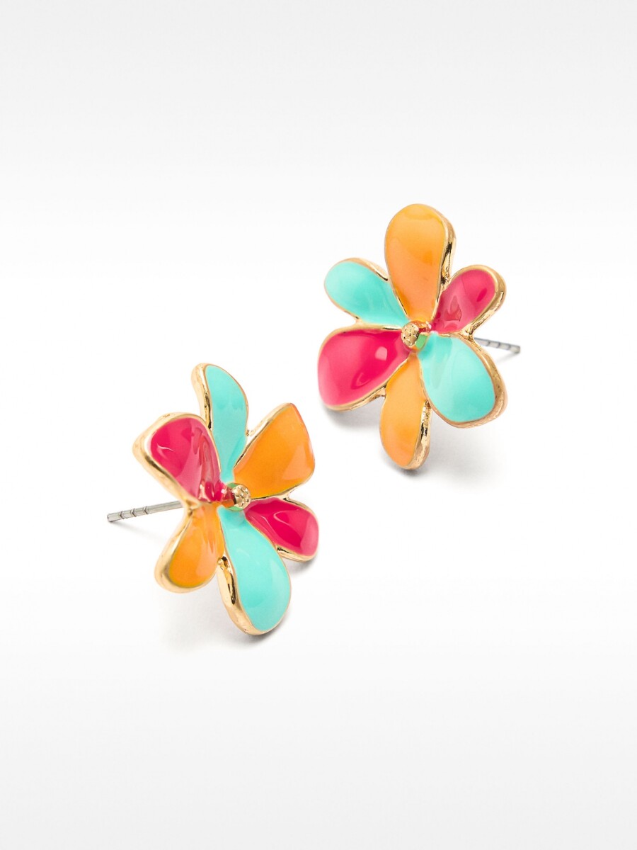 Pendientes De Flor Multicolor Esmaltados multicolor