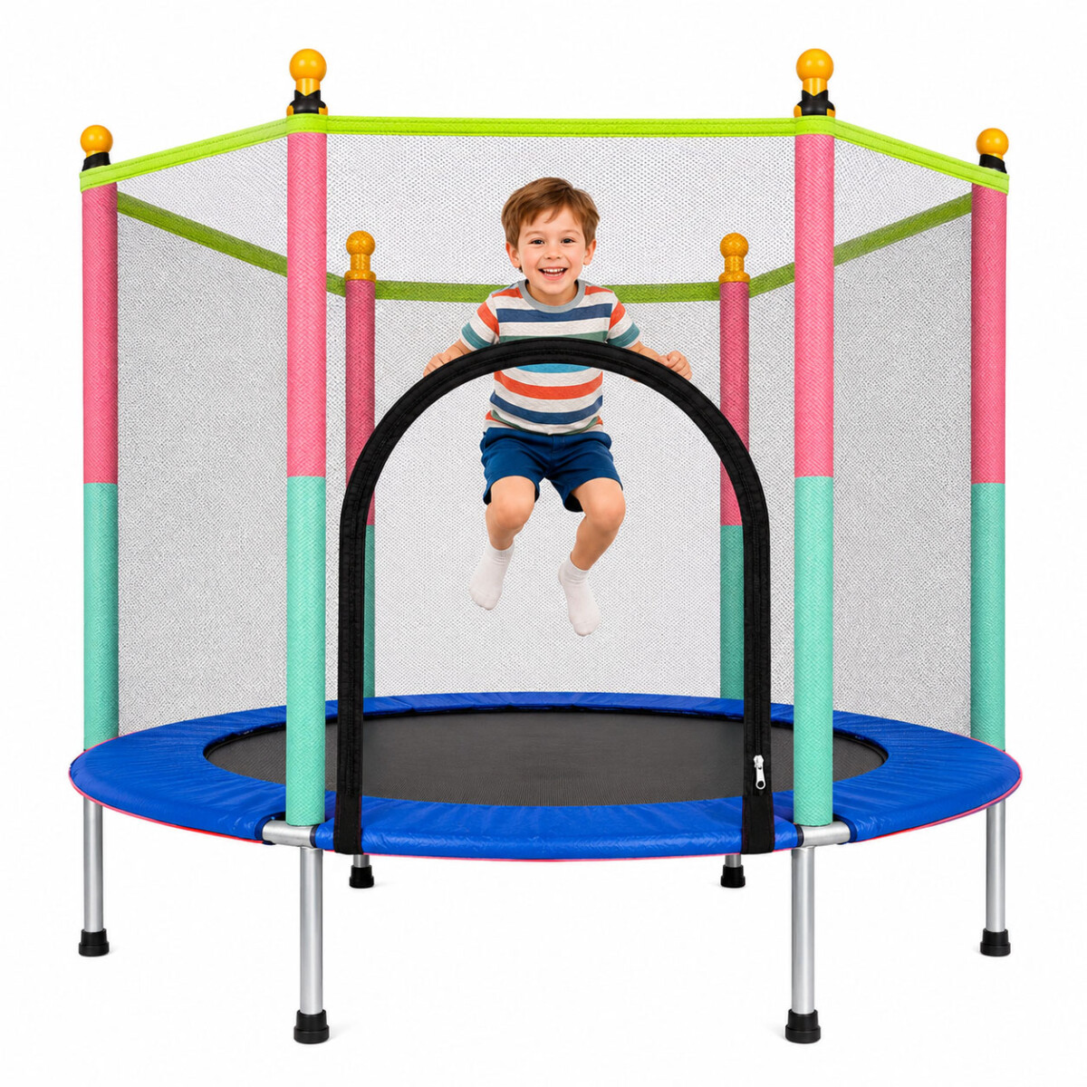 Cama Elástica Infantil Diametro 140cm Con Red De Seguridad - Azul 