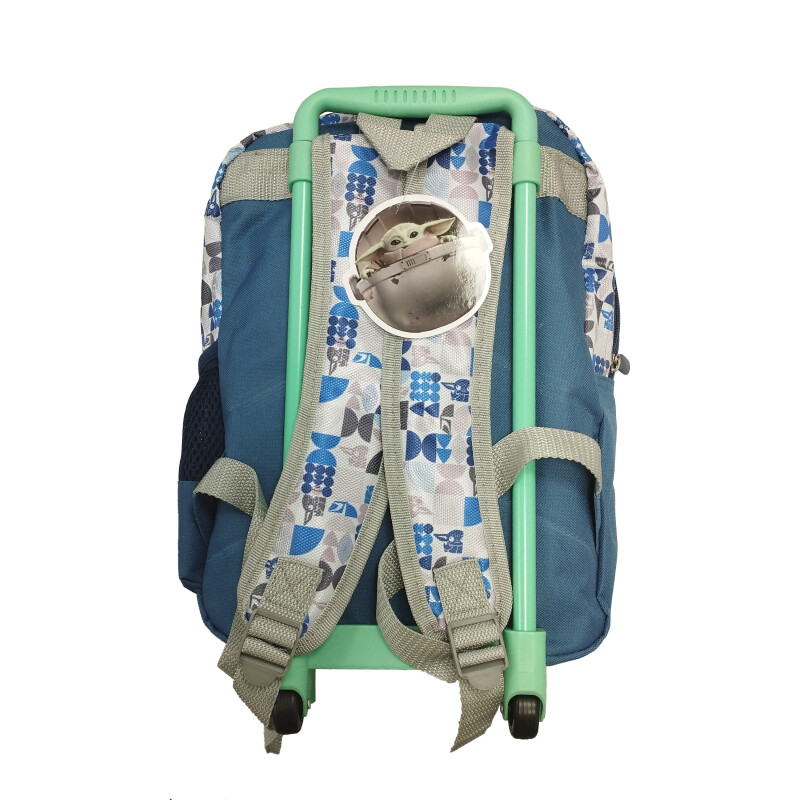 Mochila Infantil Disney Star Wars Yoda con rueditas Azul - Verde Agua - Gris