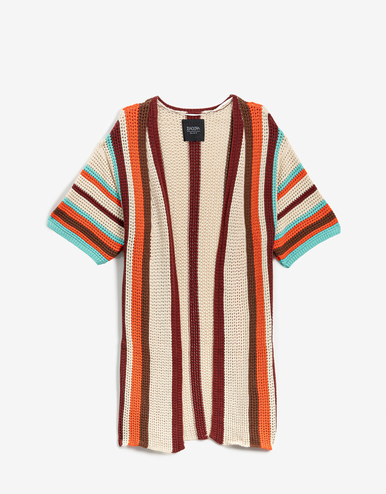 Knitwear Poncho Tejido Rayado - Combinacion Multicolor
