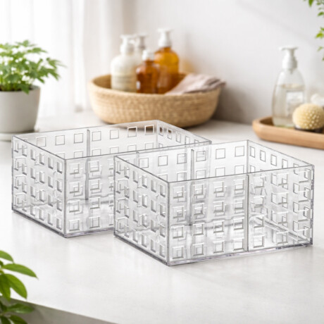 Set x2 Caja organizadora acrílico apilable P TRANSPARENTE