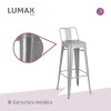 Taburete Tolix en metal con respaldo Gris