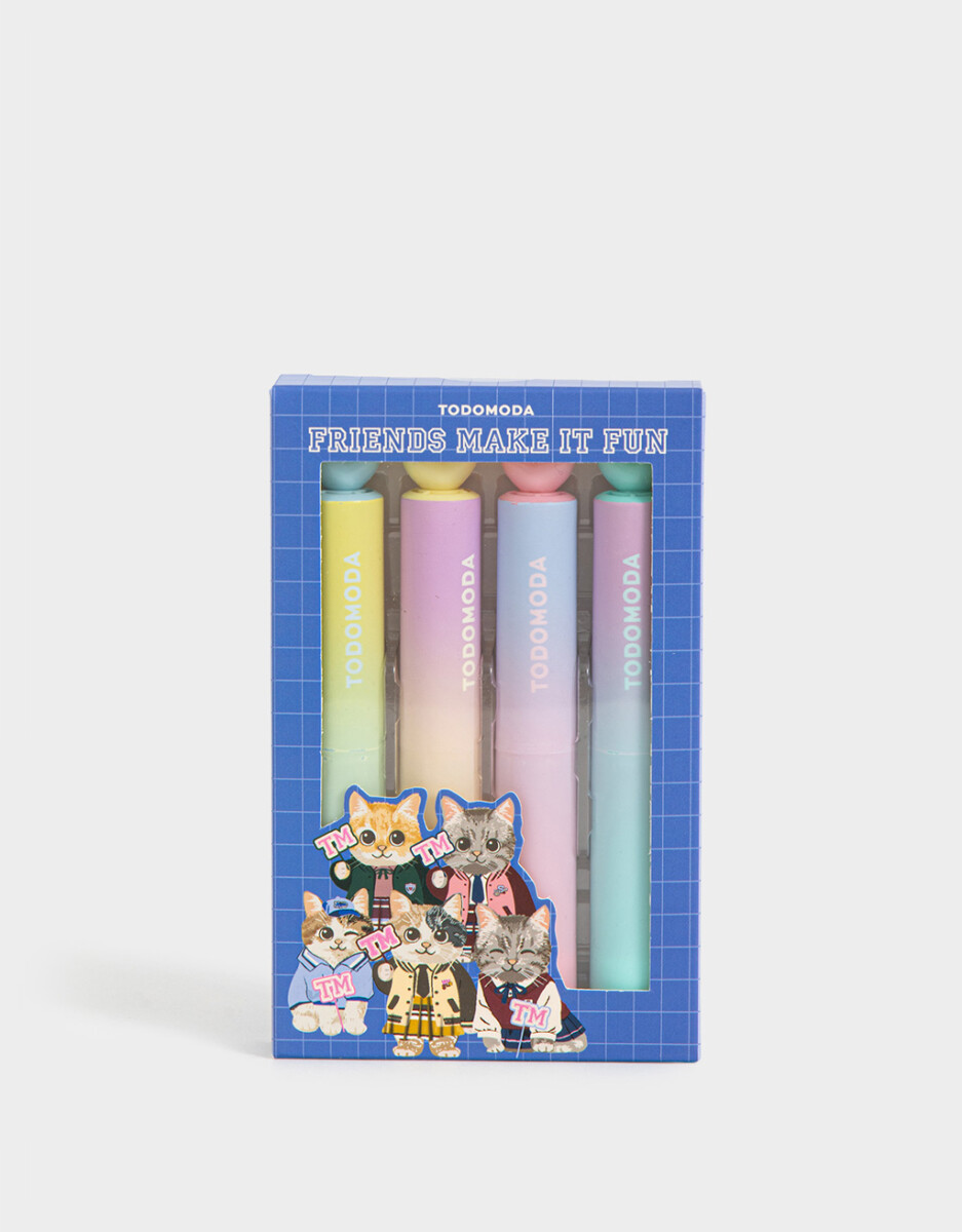 Set De 4 Resaltadores Con Corazones 