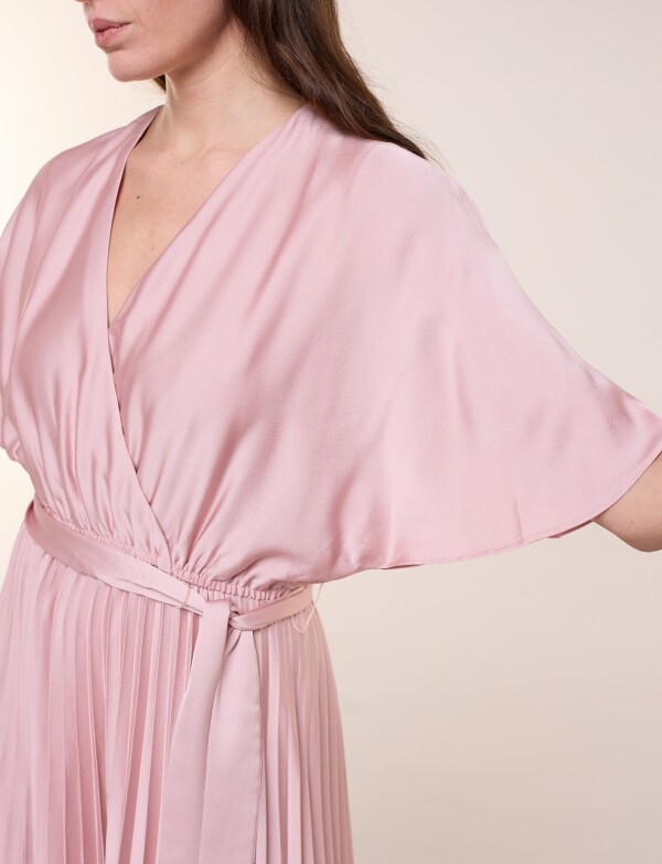 Vestido Saten Plisado ROSA