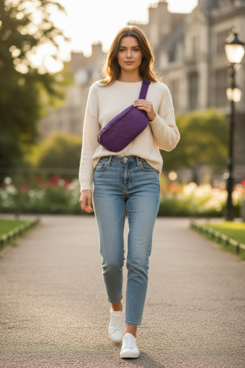 Riñonera Premium de Tafeta Amasada Violeta