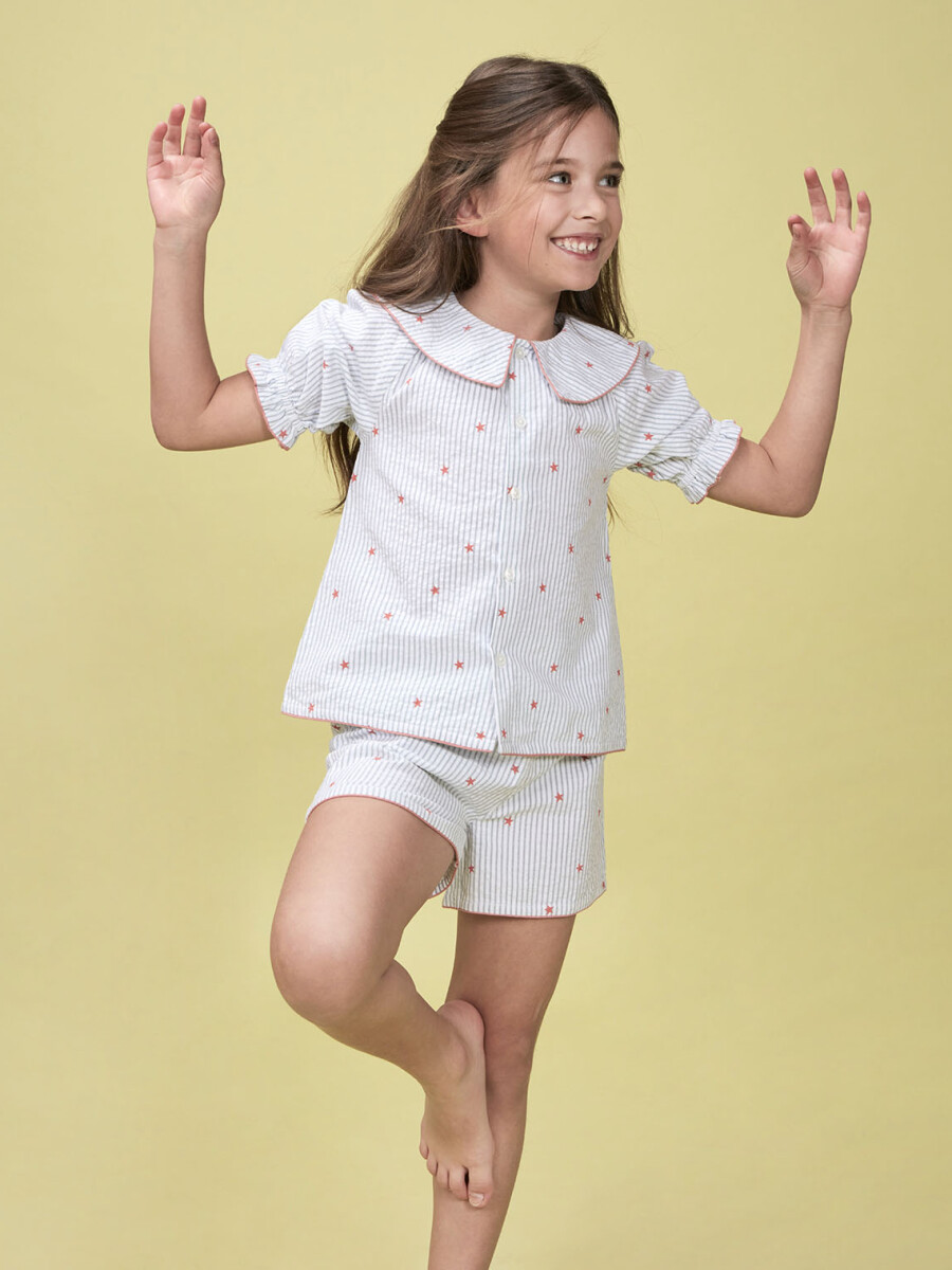 Pijama Rayas Con Estrellas Blanco