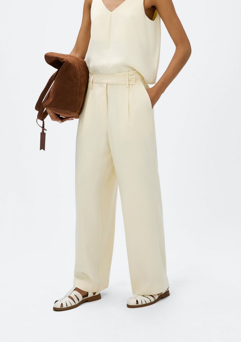 PANTALÓN RECTO DE TIRO ALTO - BLANCO 