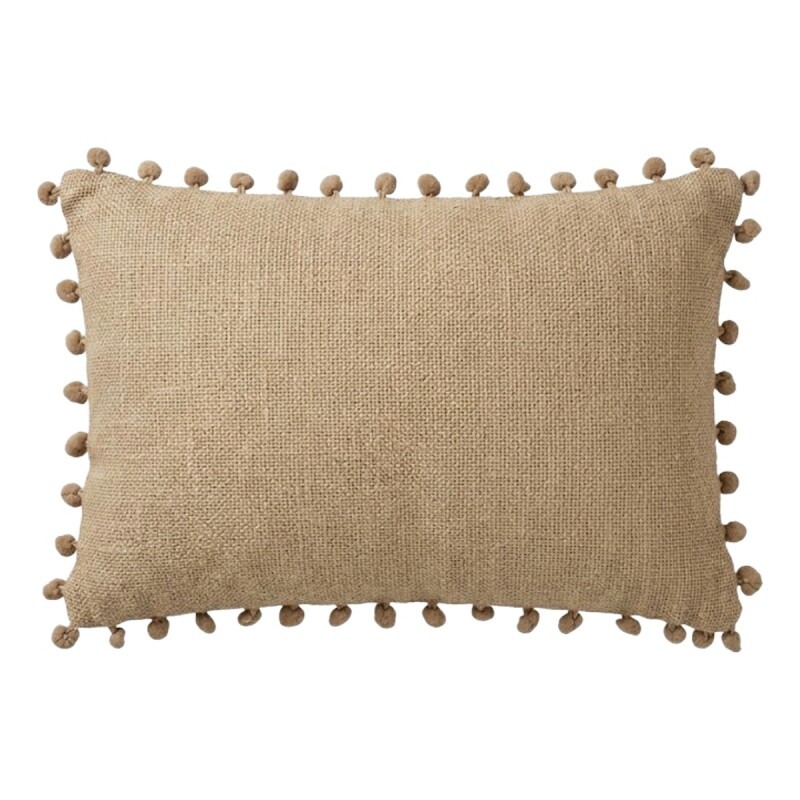 COJIN RECT BEIGE /POM POM 30X50CM Unica
