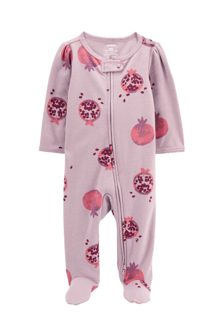 Pijama una pieza de algodón con pie, diseño granada Sin color