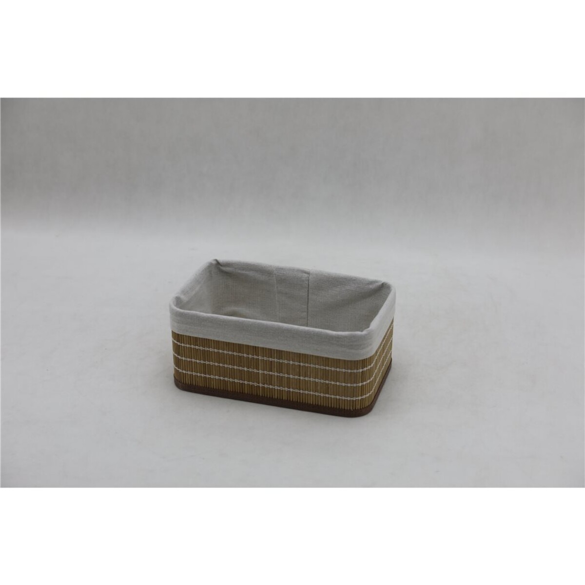 CESTO REC BAMBÚ FORRADO TELA 28X18X12CM NAT 