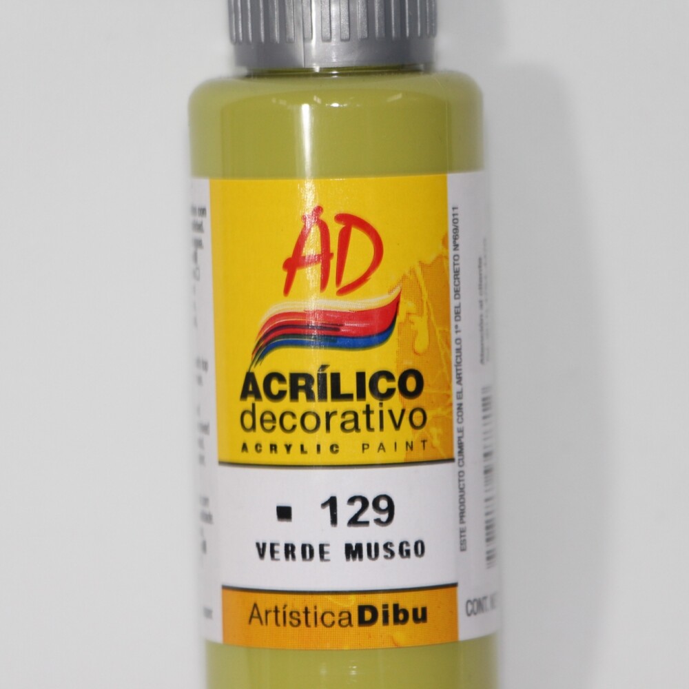 PINTURA ACRILICA ARTISTICA DIBU 60 ML. DIFERENTES COLORES COLOR VERDE MUSGO 129