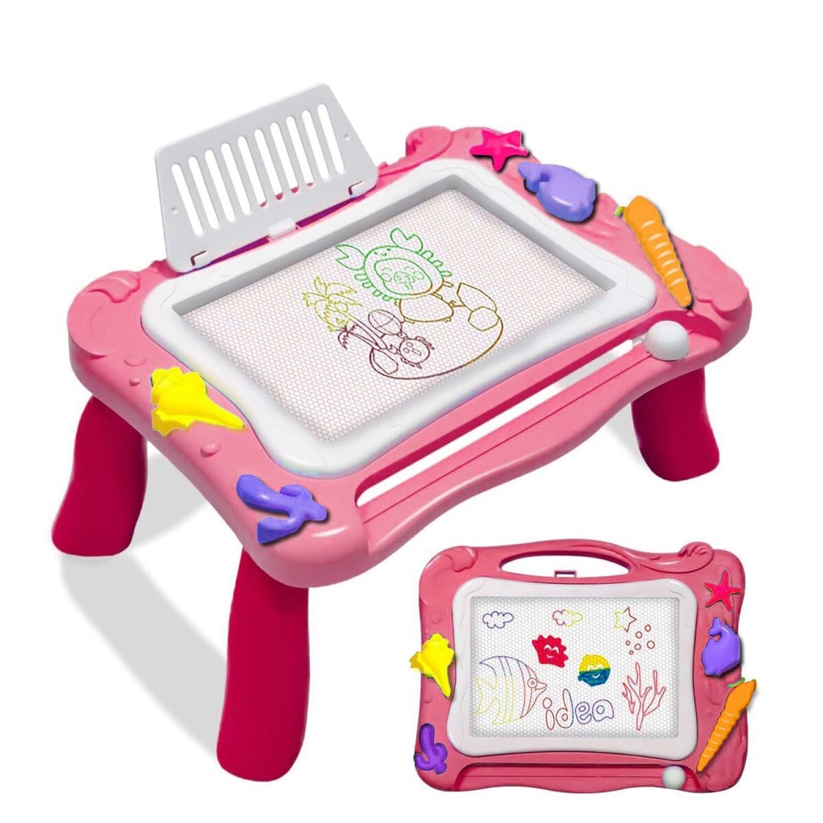 Pizarra Magica Magnetica Mesa Dibujo Infantil Niños Accesor. - Variante Color Rosa 