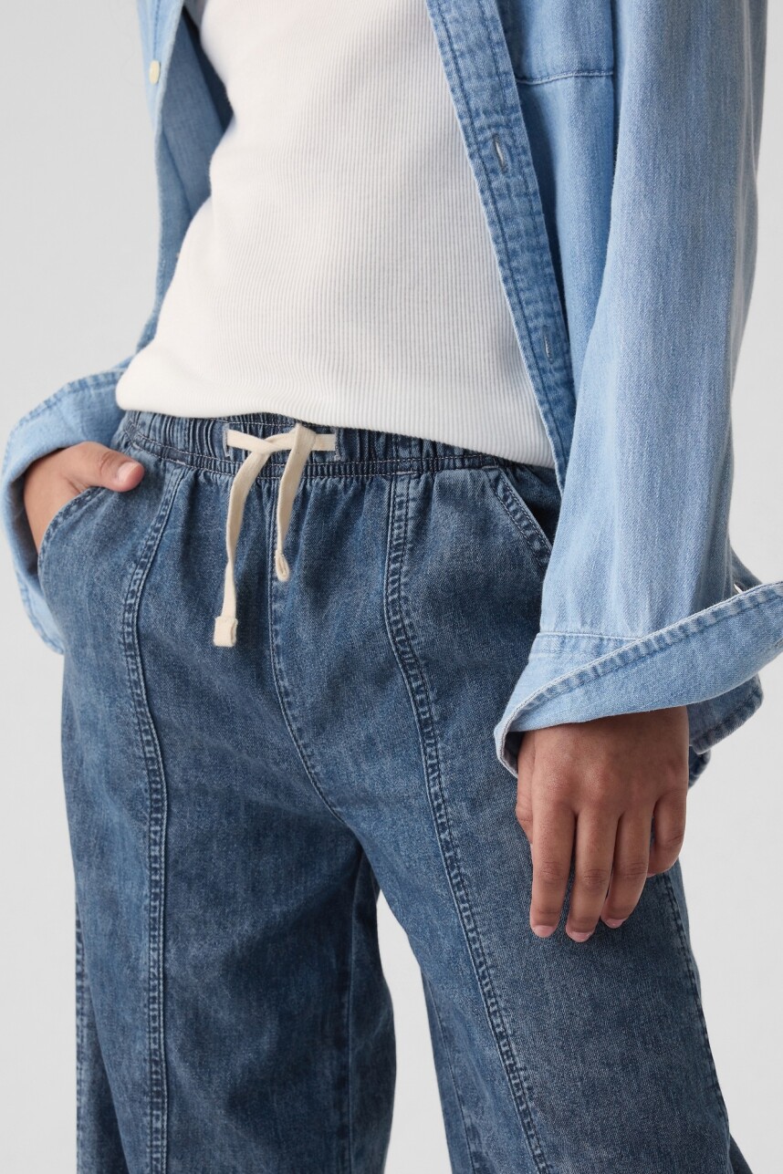 Jean Wide Leg Niña Medium Wash