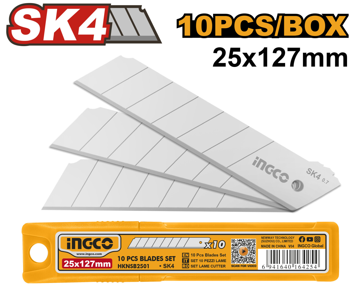 SET X 10 HOJA REPUESTO TRINCHETA SK4 25X117MM INGCO HKNSB2501 