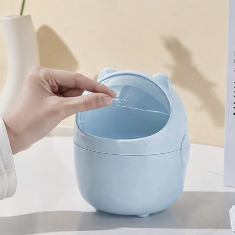 Papelera de escritorio 13x16cm - Gatito Celeste