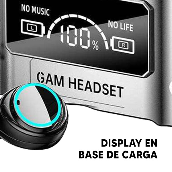 Auricular Gamer Inalámbrico M25 Bluetooth C/ Display Micrófono PLATEADO