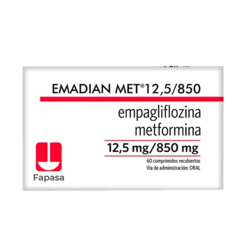 EMADIAN MET 12,5/850 MG CJ X 60 COMP REC única