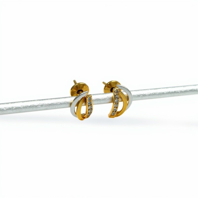 Caravanas Elegantes de oro - Oro bajo - Zirconia - CA8134 conpiedra