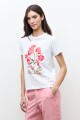 Remera estampa y bordado local blanco