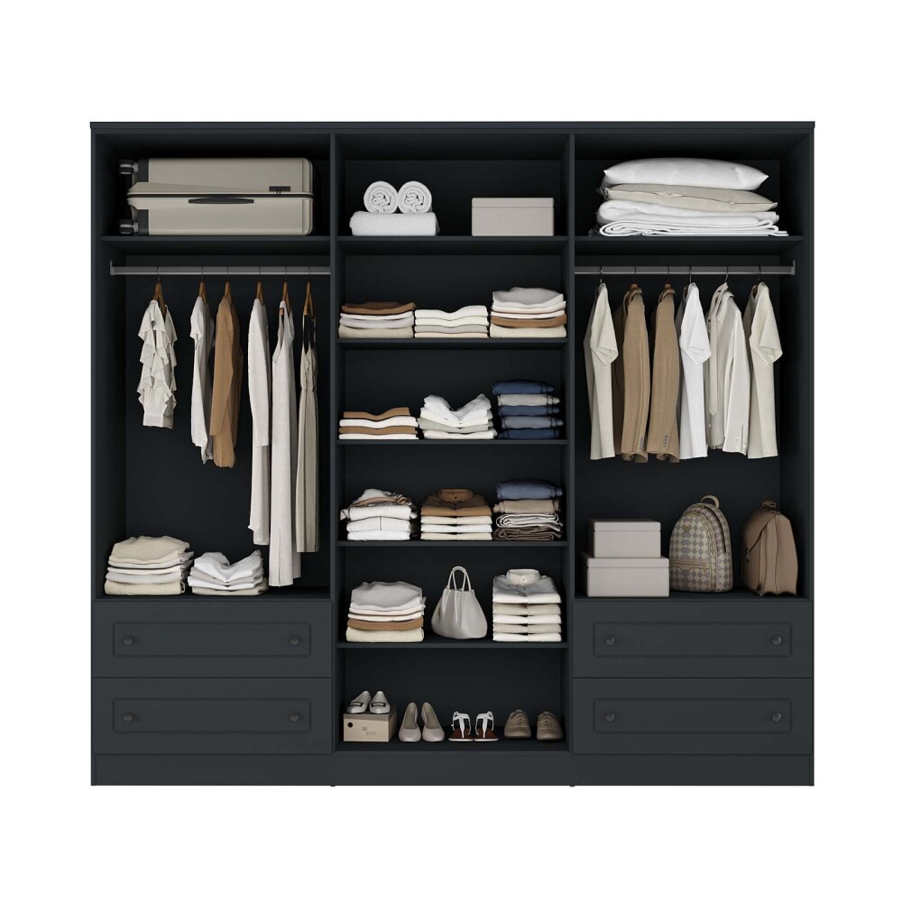 PLACARD 6 PUERTAS MDF GRIS AMERICANO PLUS