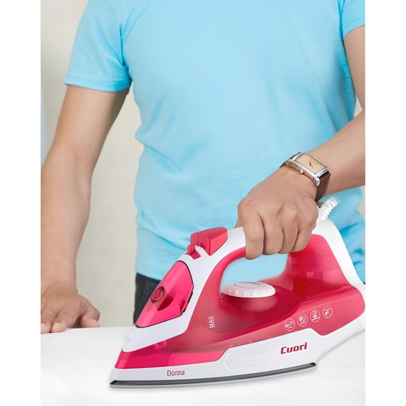 Plancha a vapor Cuori Donna 1450W rosa con función seco y apagado automático para un planchado doméstico eficiente Rosa