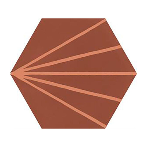 Porcelanato Hexagonal Rojo Decorado 21X18.2Cm Piso Pared GAMAS DE TERRACOTA