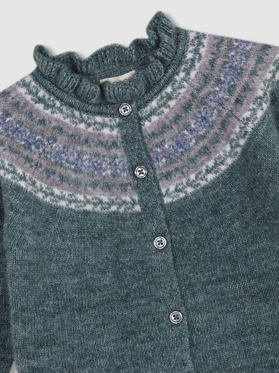 Chaqueta De Greca Con Volante Verdoso