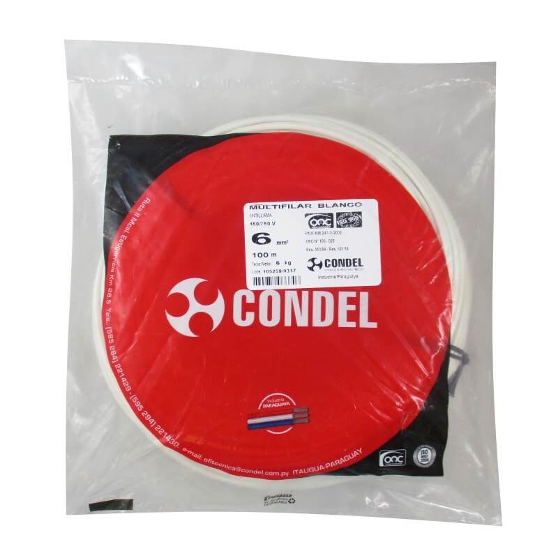 CABLE MULTIFILAR 6,00MM2 BLANCO CONDEL CABLE MULTIFILAR 6,00MM2 BLANCO CONDEL