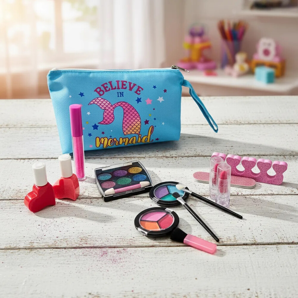 Set De Maquillaje Infantil Con Estuche de Sirena Set De Maquillaje Infantil Con Estuche de Sirena