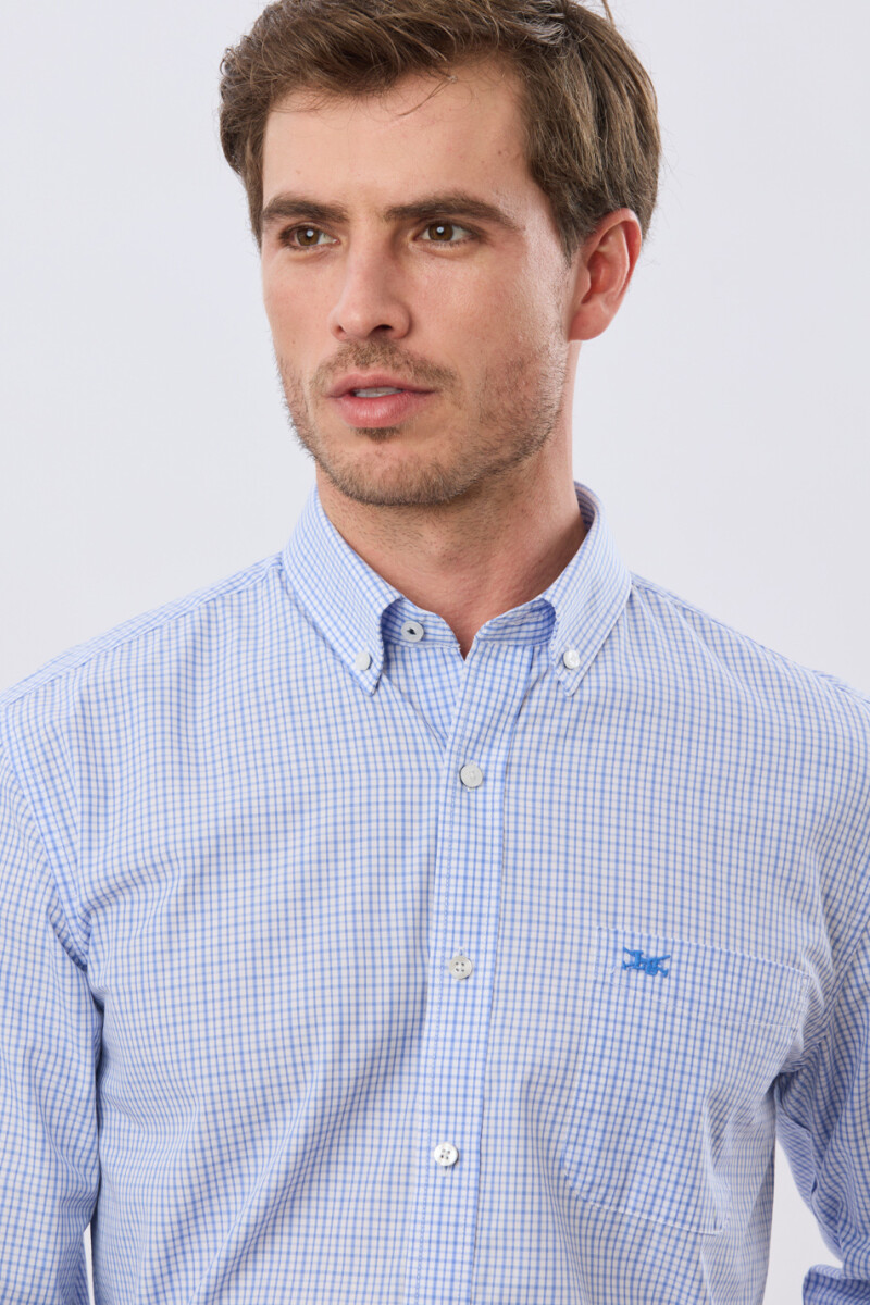 CAMISA CUADROS - Celeste 