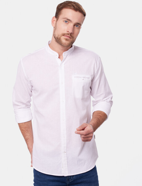 CAMISA DE LINO CUELLO MAO Blanco