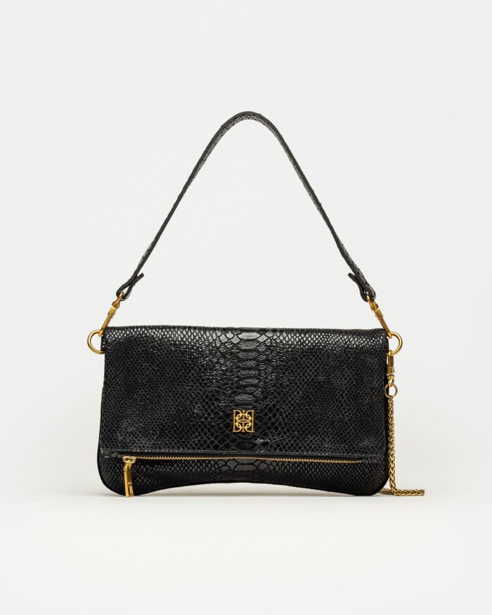 Bandolera Curve Gamuza Anaconda Negro
