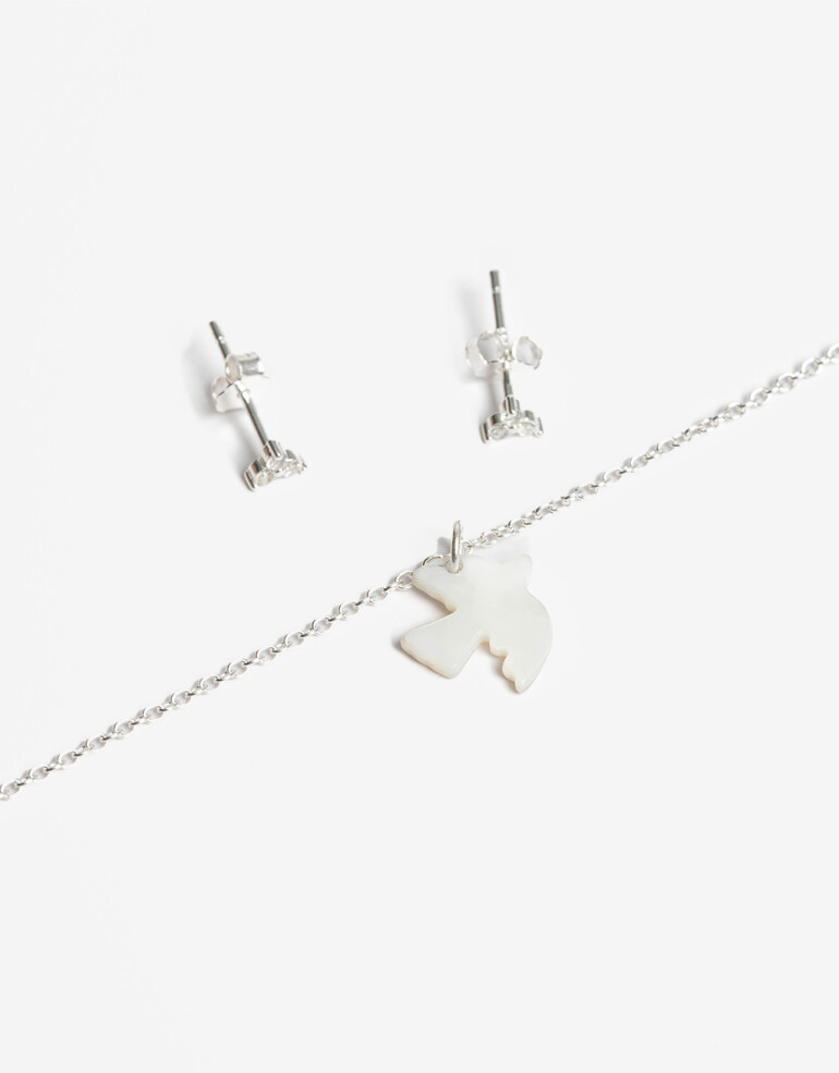 Bijouterie Set Exclusive Edition Set Aros Pasantes Y Cadena Plata 925 - Plateado Rodio