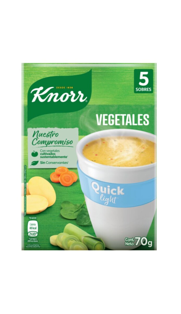 SOPA KNORR QUICK LIGHT (02) VEGETALES 5 SOBRES 65GR 